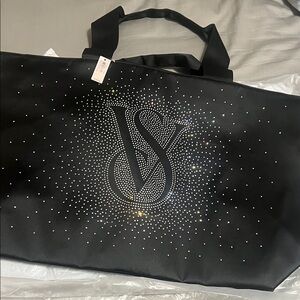 🆕Victoria's Secret Black Tote with Silver Accents